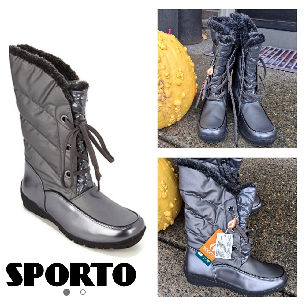 Sporto Jamie Waterproof Lace-Up Boot, Graphite 7.5 wide